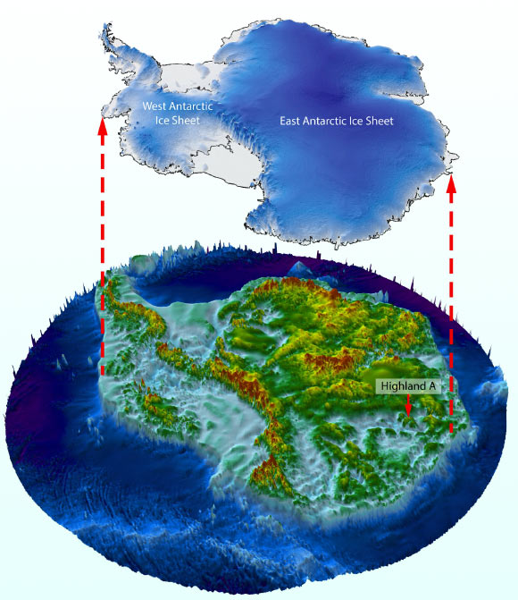 Jamieson et al. discover an extensive relic pre-glacial landscape preserved beneath the central East Antarctic Ice Sheet despite millions of years of ice cover. Image credit: Jamieson et al., doi: 10.1038/s41467-023-42152-2.